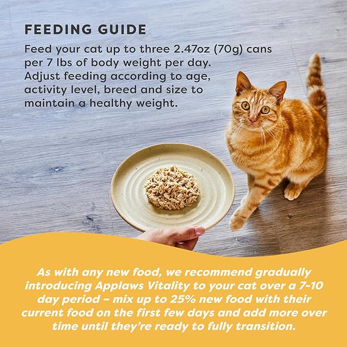 Applaws Vitality Wet Cat Food in Broth, Natural Cat Food with Added Vitamins & Minerals, Grain-Free, Carrageenan Free, Tuna Fillet & Salmon in Broth (24 Count, 2.47 oz Cans)