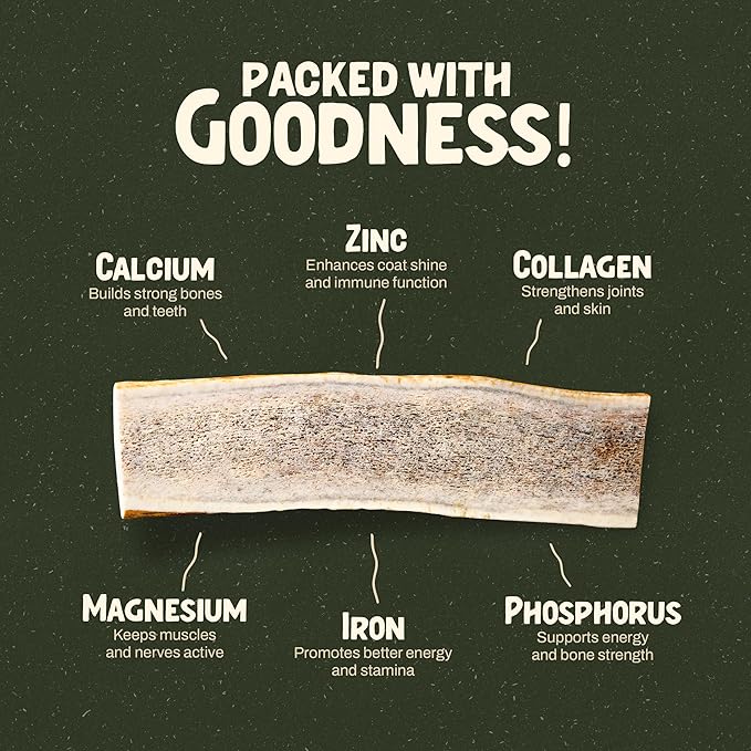 Heartland Elk Antlers for Dogs - Daily Dental Care Chews for Aggressive Chewers to Reduce Plaque & Prevent Destructive Behavior (Split, Splinter Free, 9", Giant, 1-Pack, Grade A, USA Made)
