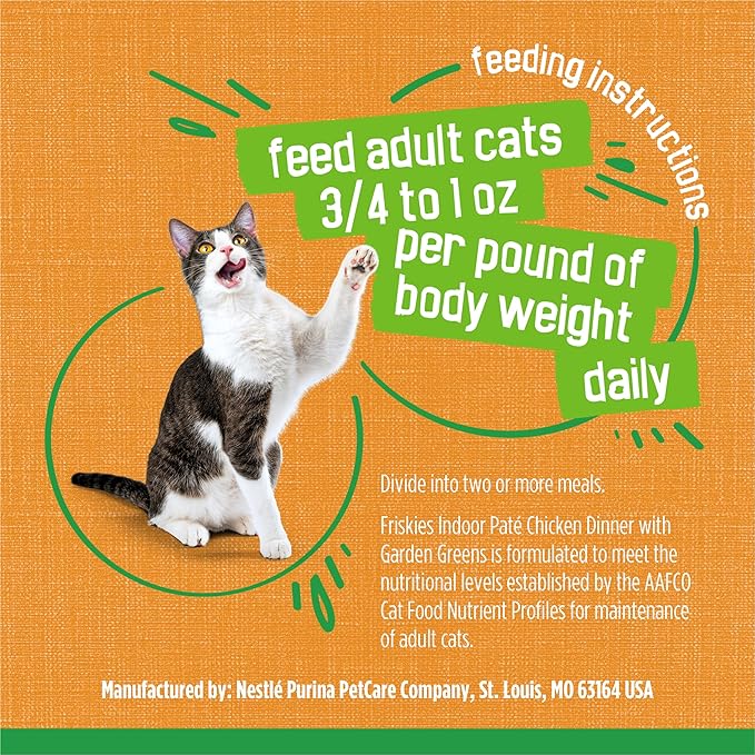 Purina Friskies Indoor Cat Food Pate Chicken Dinner With Garden Greens - (Pack of 24) 5.5 oz. Cans