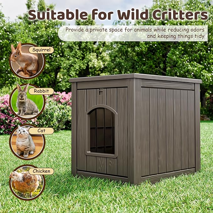 KAMABOKO Cat Litter Box Enclosure, Waterproof Plastic Hidden Litter Box Furniture with Openable Door, Multi-Functional Cat Furniture for Living Room Bedroom (Gray)
