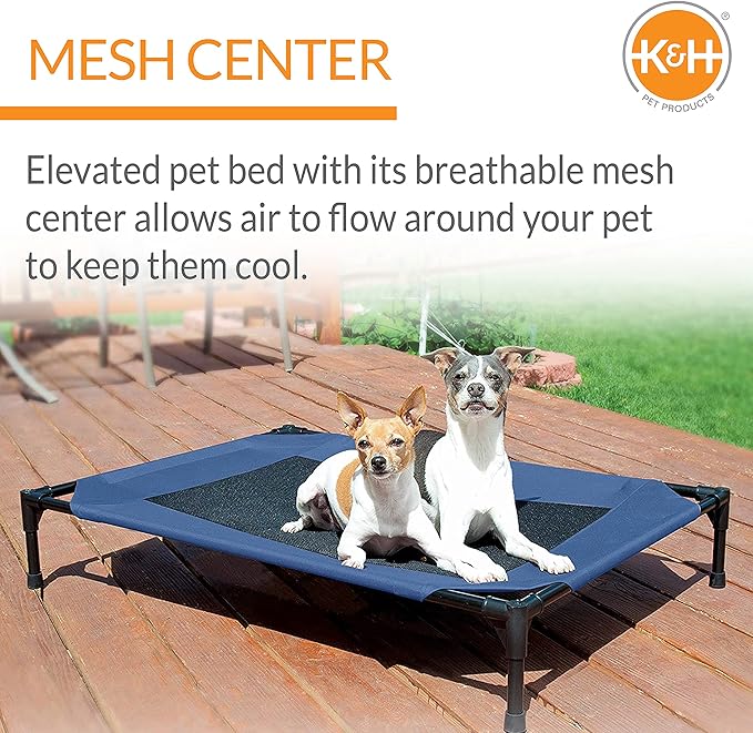 K&H Pet Products Original Pet Cot Elevated Dog Bed Blue/Black Mesh Small 22 X 17 X 7 Inches