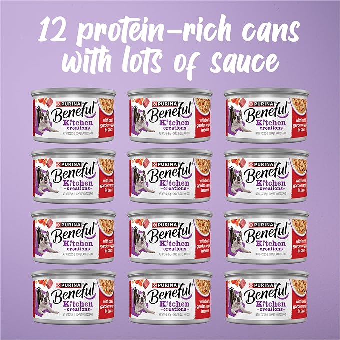 Beneful Purina Kitchen Creations with Beef and Garden Veggies in Sauce Wet Dog Food - 3 oz. Cans,(Pack of 24)