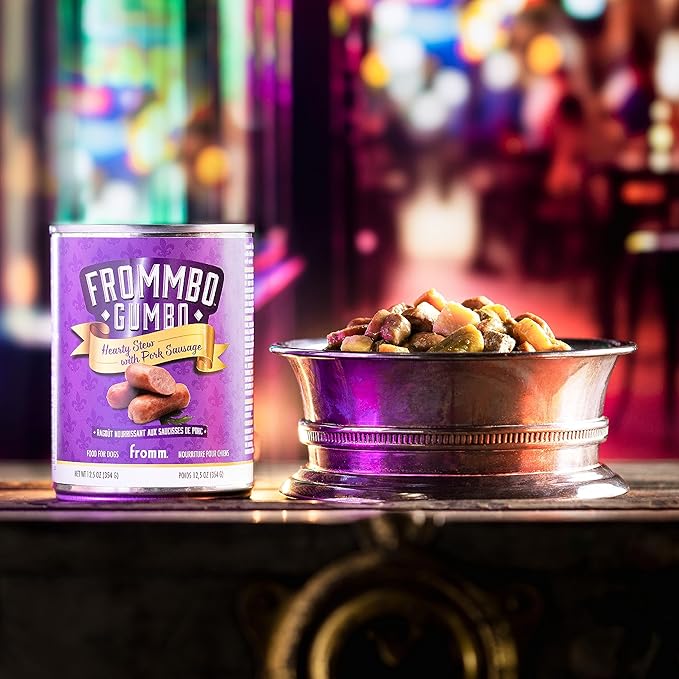 Fromm Frommbo Gumbo Hearty Stew with Pork Sausage Dog Food - Premium Wet Dog Food - Pork Recipe - Case of (12) 12.5 oz Cans