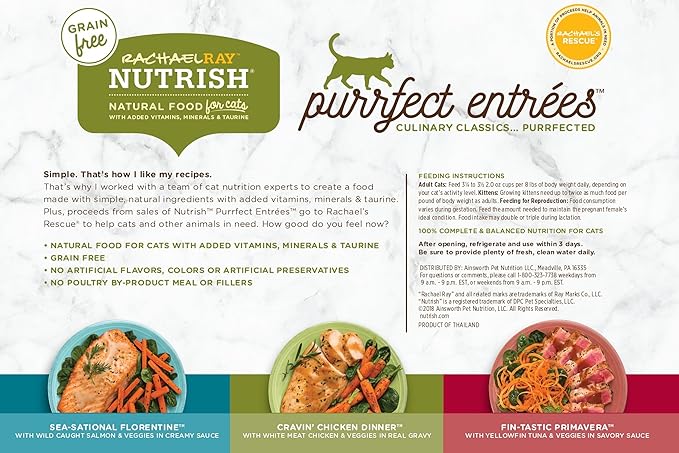 Rachael Ray Nutrish Purrfect Entrees Wet Cat Food, Variety Pack, 2 Ounce Cup (Pack of 24)