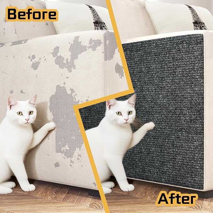 Decotalk Adhesive Wall Cat Scratcher Dark Gray Wall Mount Cat Scratcher Carpet Walls Mounted Scratching Post 15.7x78.7 Inch Grey Cats Corner Scratching for Walls Couch Furniture Protectors Easy to Use