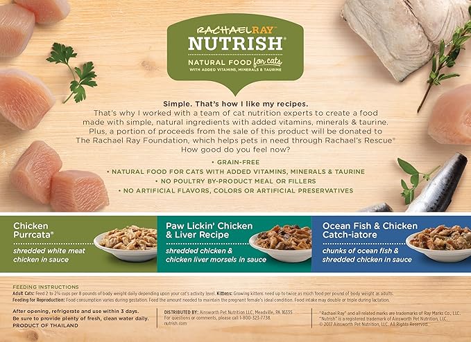 Rachael Ray Nutrish Premium Wet Cat Food, Chicken Lovers Variety Pack, Grain Free, 12 Count (Pack of 2)