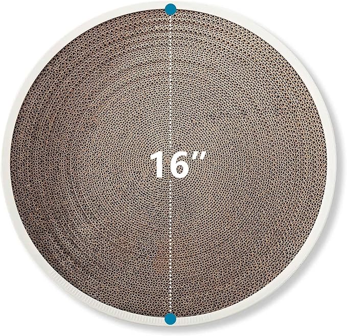 Cat Scratch Pad for Indoor Cat Round Cardboard Cat Scratcher Bed with Cat Ball Toy Ringing Bell for Multi-Cat Households Horizontal Nail File Sleep Fun All-in-One