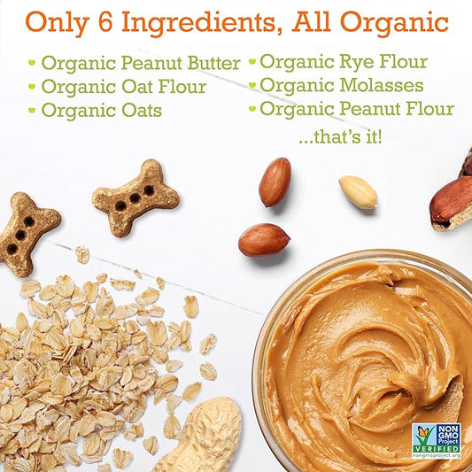 Riley's Peanut Butter Dog Biscuits - Organic & Crunchy Treats for Small Pets - Peanut Butter Dog Treats with Molasses - (12oz, Small)
