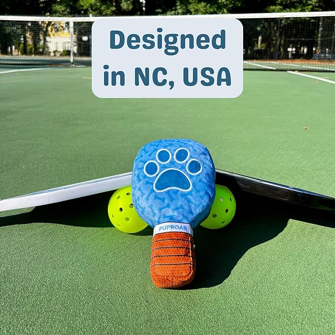 Pickleball Dog Toy – Valentines Day& Birthday Dog Toy Present & Pickleball Gift, Plush Pickle Ball Paddle with Interactive Squeaker & Crinkle, Funny Puppy Gift