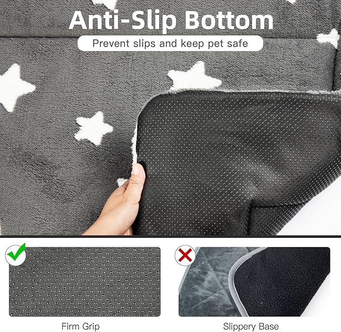 Mora Pets Cat Bed for Indoor Cats Washable Dog Crate Pad Cute Star Dog Bed Mat for Small Dogs Pet Kennel Pad for Cage Soft Flat Puppy Kitten Cushion Sleeping Anti-Slip Grey 22 x 13