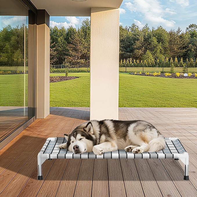 Elevated Outdoor Raised Dog Bed Outdoor Dogs Bed Lifted Pet Hammock Bed Dog Cot for Large Pet Taste Life, Start with A Pet Bed 39'' x 27'' x 6.5''
