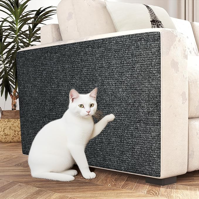 Decotalk Adhesive Wall Cat Scratcher Dark Gray Wall Mount Cat Scratcher Carpet Walls Mounted Scratching Post 15.7x78.7 Inch Grey Cats Corner Scratching for Walls Couch Furniture Protectors Easy to Use