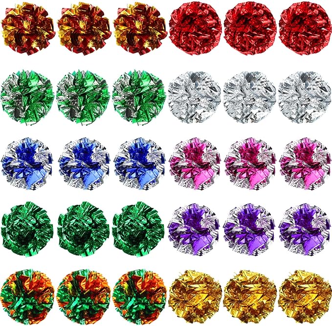 Silkfly 200 Pcs Polyester Film Crinkle Balls Cat Toys 2.36" Interactive Crinkle Ball, Colorful Balls Chew Toy for Cat Chase Ball Toys Attract Cats for Indoor Cats and Kittens to Keep Fit and Active