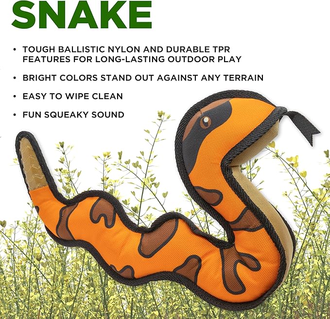 Plush Dog Toys | Snake Stuffed Animal Squeaky Toy for Dogs | Outdoor Pet Toy Built for Adventure