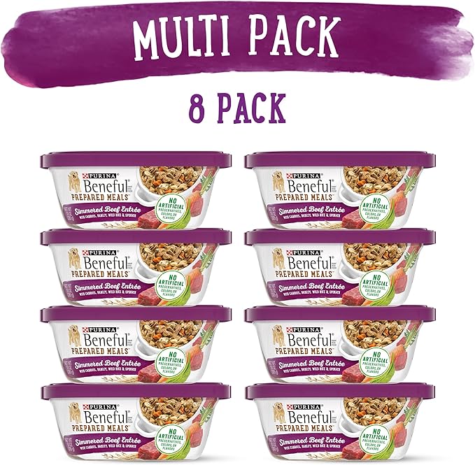 Beneful Purina Gravy Wet Dog Food, Prepared Meals Simmered Beef Entree - (8) 10 oz. Tubs (Pack of 2)