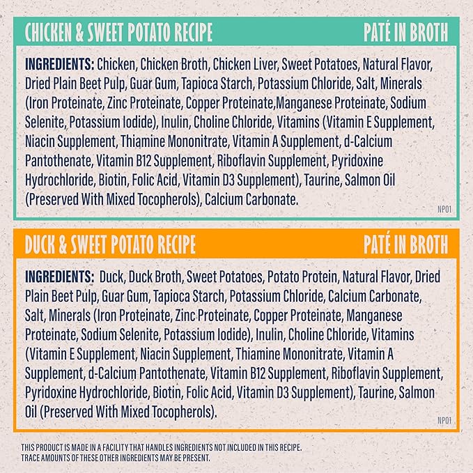 Natural Balance Limited Ingredient Split Cup Variety Pack - Chicken and Duck with Sweet Potato Recipe Soft Pate Wet Cat Food for Sensitive Stomachs and for Healthy Digestion, 2.6 oz. Case of 12