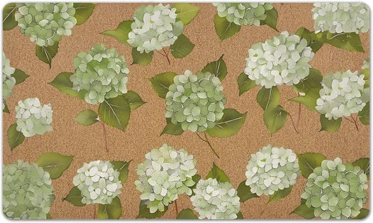 Sage Green Hydrangea Floral Door Mat, Hydrangeas Flower Decorative Front Door Mat Outside Entrance, Hydrangea Themed Artificial Coir Doormat Rugs for Patio Porch Entryway Entry, 16x24 Inch