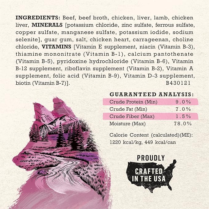 Purina Beyond High Protein, Grain Free, Natural Pate Wet Dog Food, WILD Beef, Liver & Lamb Recipe - (12) 13 oz. Cans
