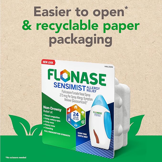 Flonase Sensimist Allergy Relief Nasal Spray for Non-Drowsy, 24-Hour Multi-Symptom Allergy Relief – 60 Sprays