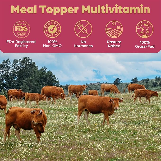 Beef Organ Bone Broth Meal Topper for Dogs - 100% Grass Fed, Veterinarian Approved, Non-GMO by Brothhh - Supports Immunity, Joint & Heart Health, Vision & Vitality - No Fillers - Pet Supplement