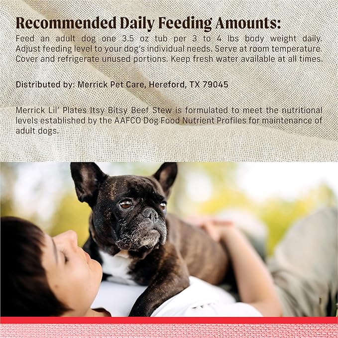 Merrick Lil’ Plates Grain Free And Gluten Free Natural Wet Dog Food For Small Dogs, Soft Itsy Bitsy Beef Stew - (Pack of 12) 3.5 oz. Tubs