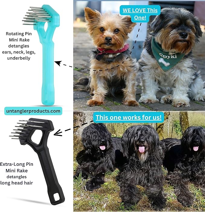 Mini-Rake V-Shaped with 1" Long Double-Row Rotating Teeth (AquaBlue)