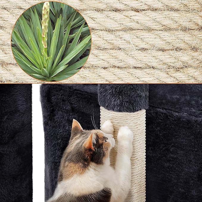 Yaheetech 34.5in Scratching Post, Cat Scratchers for Indoor Cats and Kittens, Multifunctional Activity Post w/Sisal Rope＆Dangling Ball＆Large Condo, Black