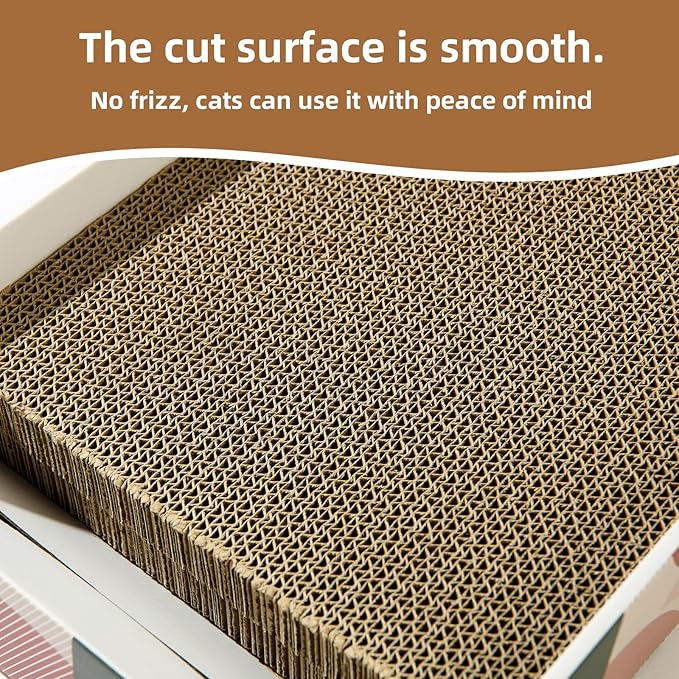 Corrugated Cardboard Cat Scratcher Box with Bell Toy - Double-Sided Wear-Resistant Scratching Pad, Multi-Use Cat Bed & Scratch Mat, Mess-Free Safe Material for Indoor Cats