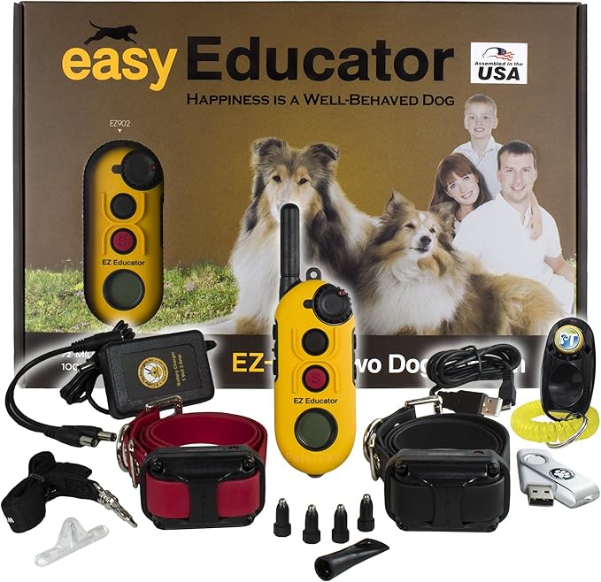 Educator EZ-902 E Collar for Dog Training with Remote - 1/2 Mile Range, Waterproof, 256 Blunt Stimulation Levels, Tone or Vibration Mode, Night Light for Small, Medium & Large Dogs (2 Dogs)