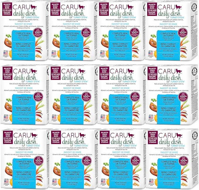 Caru - Daily Dish Turkey Stew - For Dogs - Supports Overall Pet Health - Wet Dog Food/Meal Topper - Human Grade Ingredients - Grain, Corn & Soy Free - Non-GMO - Made in USA - 12 oz - Case of 12