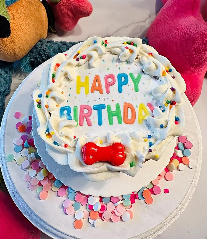 Dog Birthday Cake- Edible Puppy Party Crunchy Cookie Treat Decorated Gift - Bad to The Bone- Perfect Dog Gift
