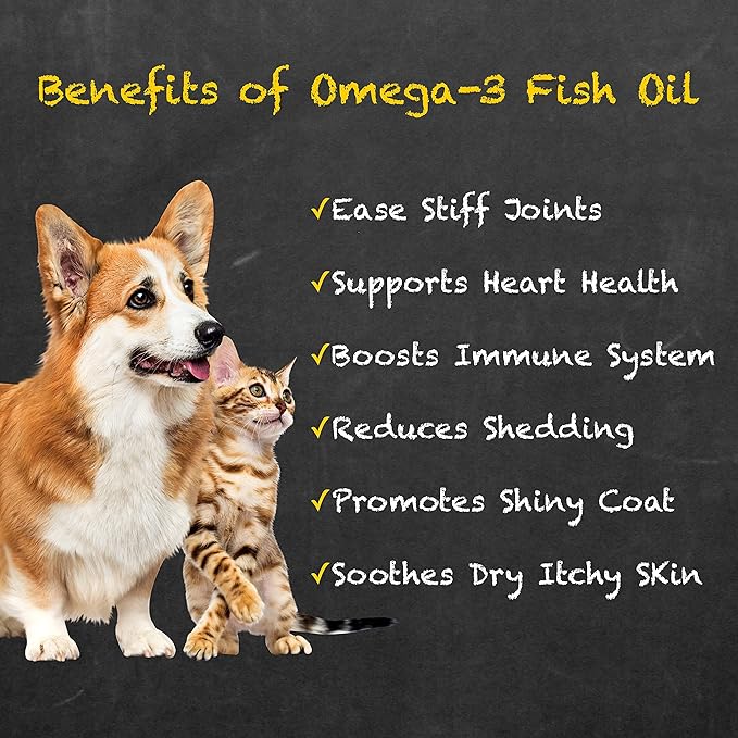 Omega-3 Fish Oil for Dogs & Cats – 2-Pack (16 fl oz Each) High-Potency Wild-Caught Fish Oil with 800 mg EPA + 525 mg DHA per Teaspoon, Supports Skin & Coat and Joint Health Supplement