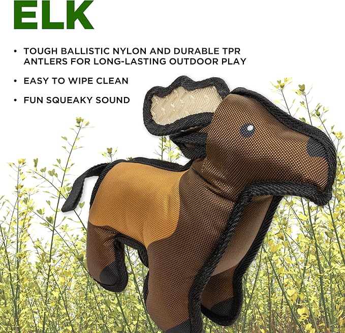 Plush Dog Toys | Elk Stuffed Animal Squeaky Toy for Dogs | Outdoor Pet Toy Built for Adventure