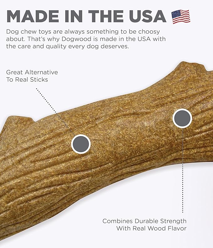 Pupstages Dogwood Dog Chew Toy – Real-Wood Blend, Natural Flavor & Texture, Moderate Chewers, Medium, 7.5"