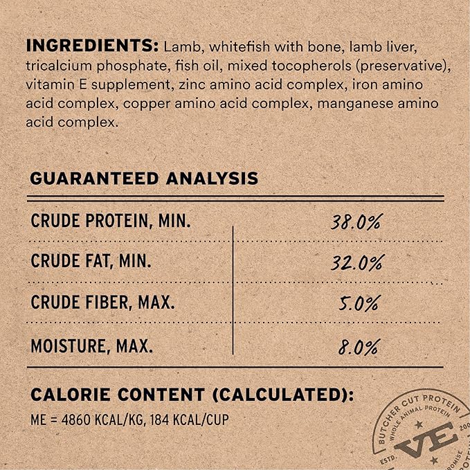 Vital Essentials Freeze Dried Dog Food, Raw Lamb & Whitefish Soft Nibs | Complete Meal or Topper | 99% Lamb, Whitefish, Organs & Bone | High Protein, Grain Free Dry Dog Food | 14 oz Bag