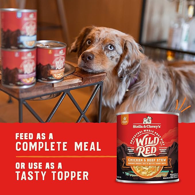 Stella & Chewy's Wild Red Wet Dog Food - High Protein Chicken & Beef Stew - Grain-Free Premium Recipe with 96% Animal Protein - Perfect for Picky Eaters, 10 oz, Pack of 6