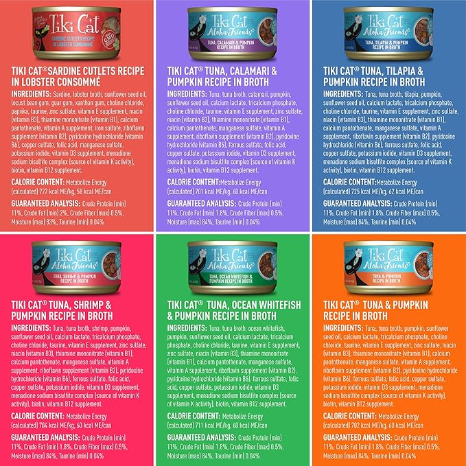 Tiki Cat Seafood Selects, Ultimate Variety Pack, 36 High Protein Servings with Real Flaked Fish, Wet Cat Food Mega Pack, 2.8 and 3 oz. Cans (Pack of 72)
