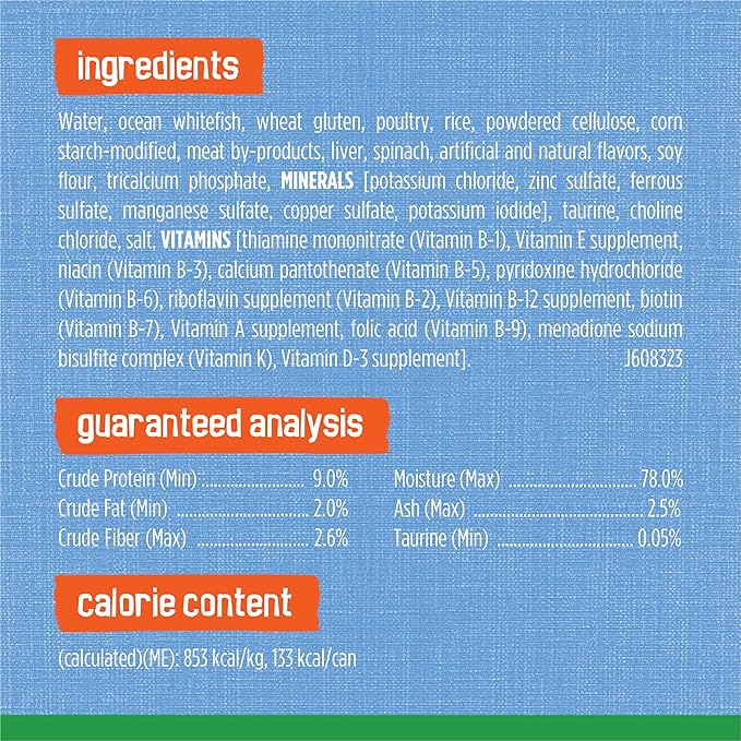 Purina Friskies Indoor Cat Food Flaked Ocean Whitefish Dinner With Garden Greens in Sauce - (Pack of 24) 5.5 oz. Cans