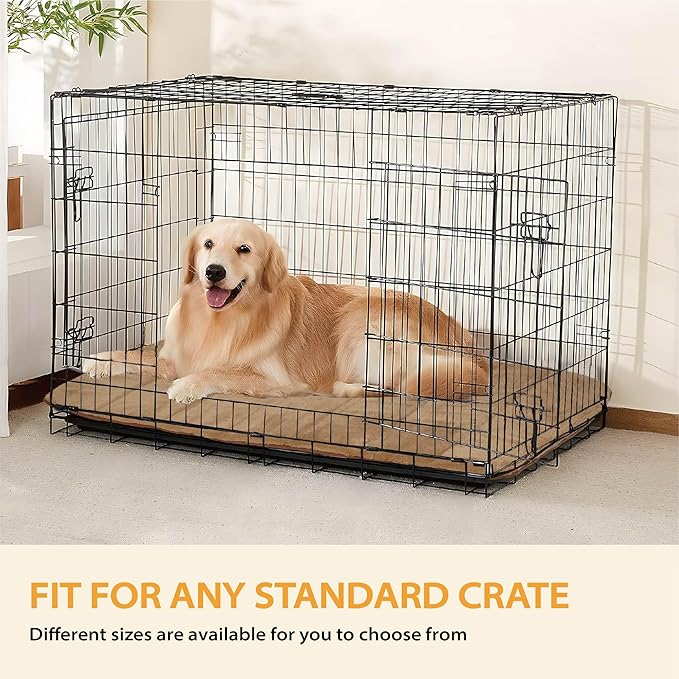 Dog Crate Pad for XX Large Dog - 47x29 Memory Foam Dog Bed, Washable & Anti-Slip Dog Bed Mat, Ultra Soft Kennel Pad for Dogs Cozy Sleeping Mat, Khaki