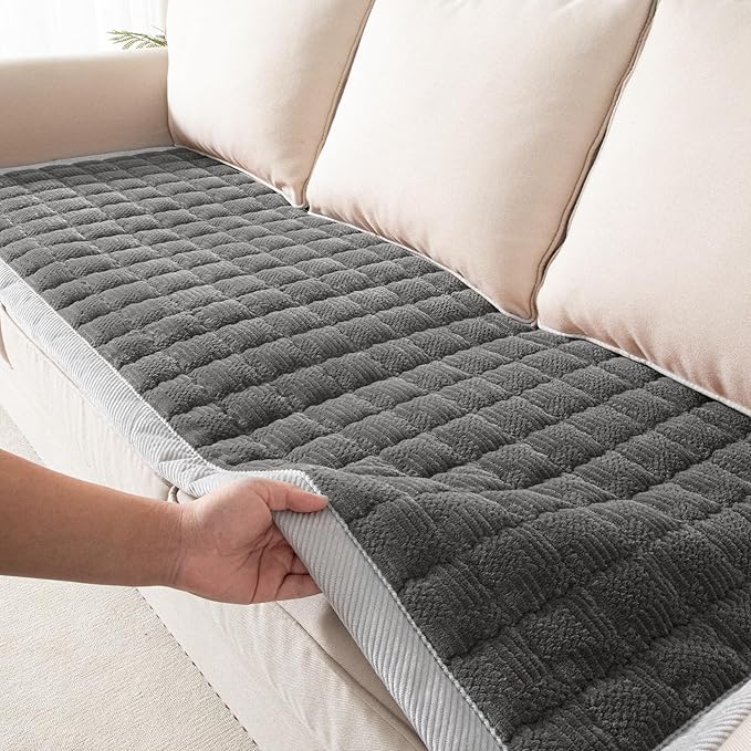Couch Cover for Dogs Washable,Anti-Slip Back Cat Mat Pet Pad Blanket for Furniture Protector,Fuzzy Pet Sofa Cover for 3 Cushion Couch Sofa Pets Friendly (Dark Gray, 1pc/27.6"x59"/Seat Cover)