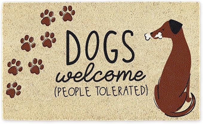 DII Pet Print Collection Natural Coir Doormat, 17x29, Dogs Welcome