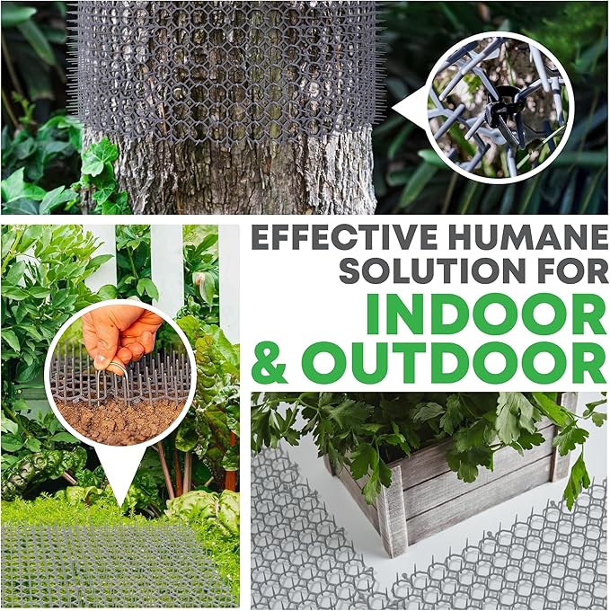 Petfolio 12 Pack Scat Mat for Cats - 16 x 8 Inch Cat Deterrent Mat with Spikes with 1 Inch Spikes, 6 Garden Staples & 10 Zip Ties. Pet Training Mat for Cat Repellent Indoor & Outdoor