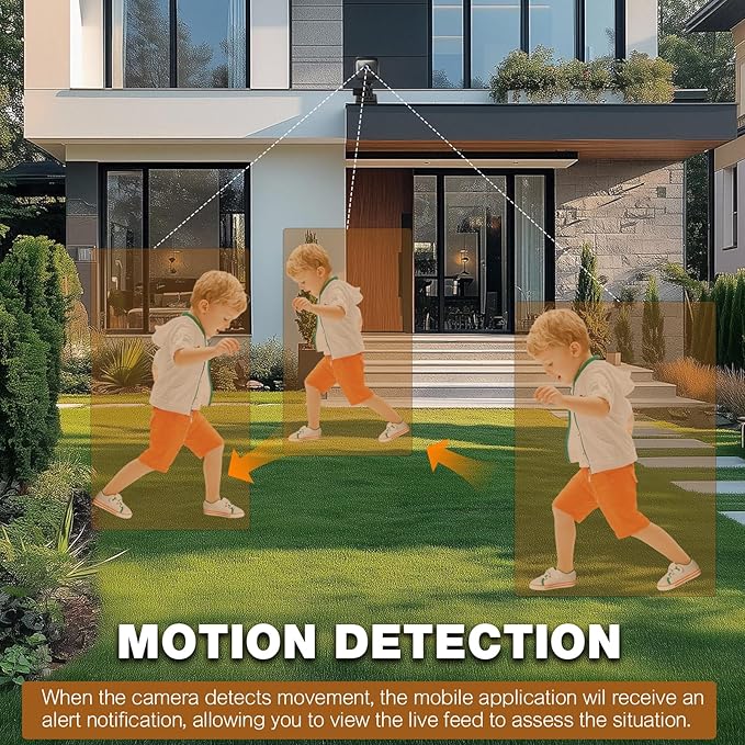 2K Indoor Security Camera, Window Home Camera, Reptile Aquarium Pet Monitor, Wireless Battery Powered, Night Vision, Motion Detection, 2.4G WiFi 6, App Control, for Home, Pet, Black