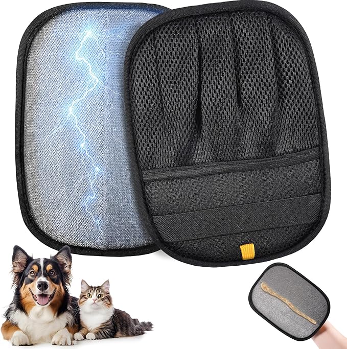 2-Pack Pet Hair Remover Gloves for Cats & Dogs, 2026 Upgraded Five-Finger Reusable Electrostatic Pet Hair Gloves, Magic Brush Pet Hair Remover Tool for Laundry, Couch, Carpet, Car Seat