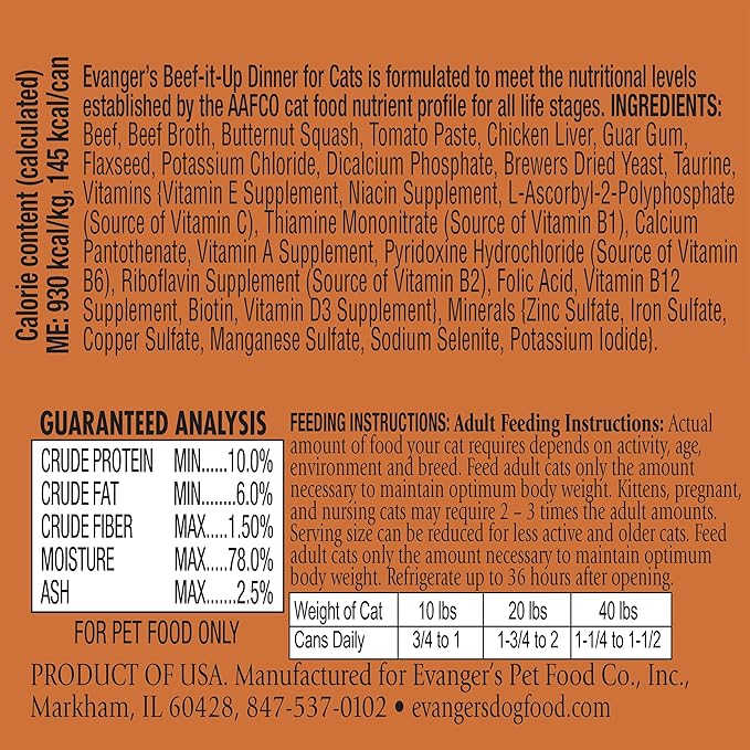 Evanger's Heritage Classics Beef It Up Dinner for Cats – 24 Count, 5.5 oz Each – Market Fresh Beef, Grain Free, Limited Ingredients, Traditional Loaf Style