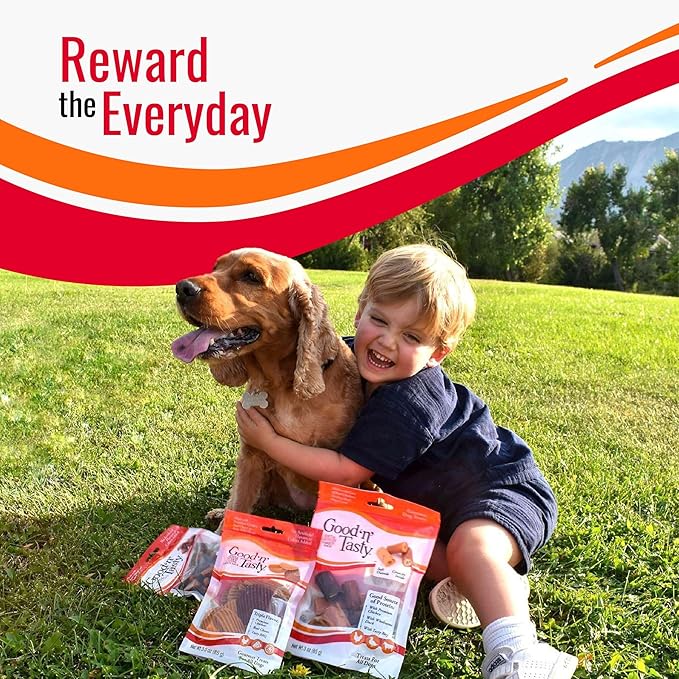 Good 'n' Tasty Triple Flavor Puree Mix-Ins Dog Food Topper Treats for All Dogs, 7 Count, Easy Single-Serve Portions, Added Protein with Salmon, Tuna and Krill, No Chicken or Beef Added (Pack of 2)