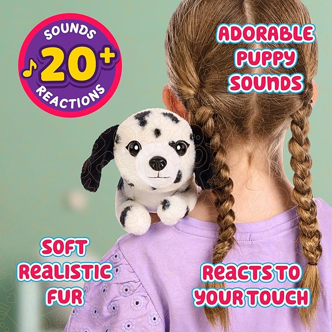 Little Live Pets My Really Real Puppy Mini Pepper The Dalmatian, Interactive Plush Toy with Basket, 20+ Sounds and Reactions, Puppy Toys for Kids