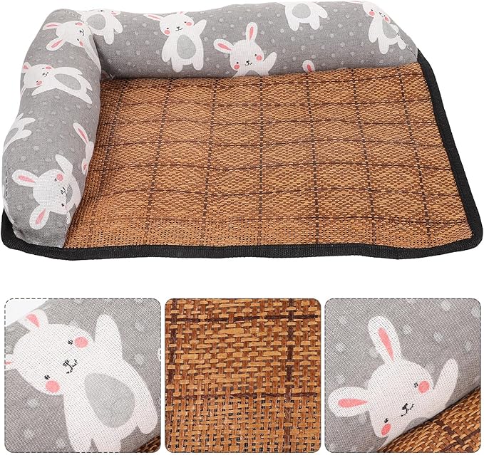 ABOOFAN Pet Cooling Bed Anti-Slip Dog Cushion Summer Cooling Mat Double-Sided Pillow S Size Rattan Nest for Dogs Summer Sleeping Pet Supply