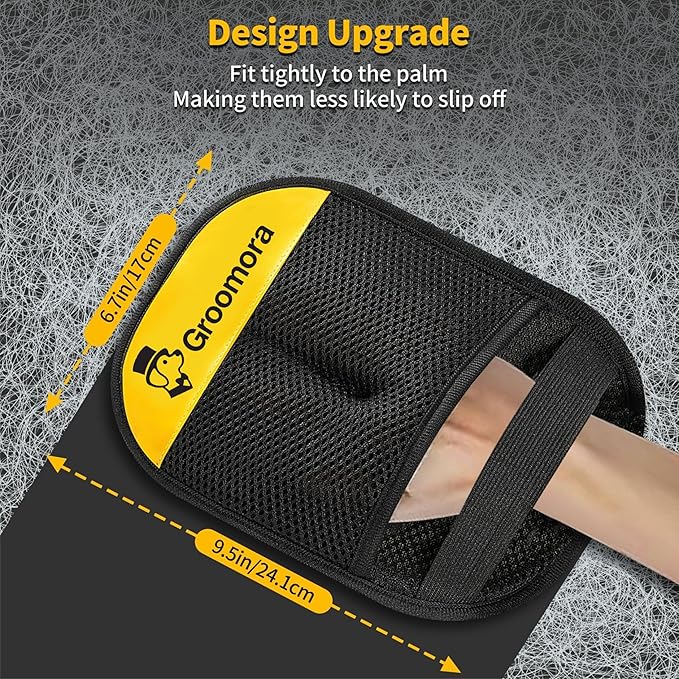 Pet Hair Removal Glove for Dogs & Cats – Reusable Electrostatic Grooming Mitt, Washable Fur Remover for Couch, Carpet, Furniture & Car – Gentle Deshedding Brush Black