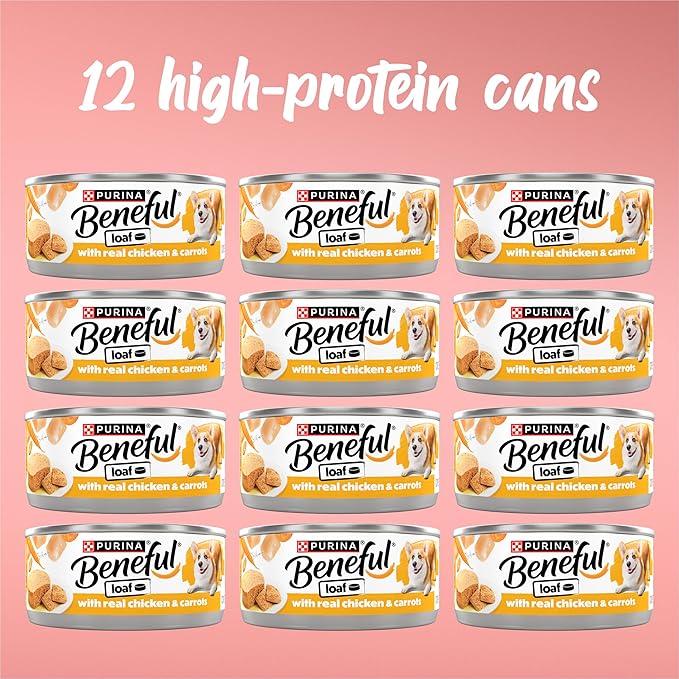 Purina Beneful with Real Chicken and Carrots Wet Dog Food Loaf - 5.5 oz Can (Pack of 12)